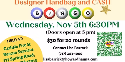 Designer Handbag & Cash Bingo Fundraiser for Children's Free Care Fund