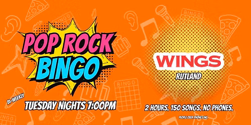 Kelowna-Rutland - POP ROCK Musical Bingo Tuesday@ Wings (Bi-weekly)