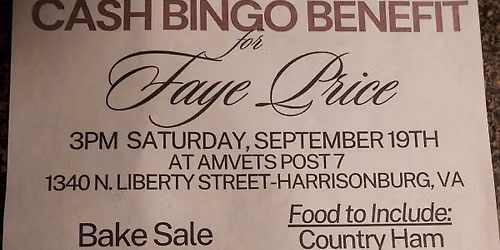 Benefit Bingo For Faye Price 