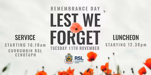 Remembrance Day Service & Luncheon at Currumbin RSL