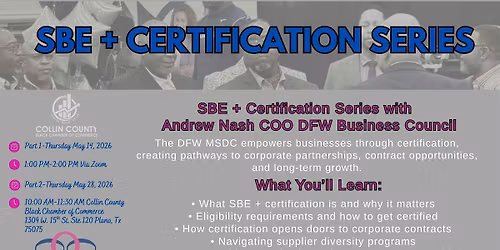 SBE+ Certification: "Let's Get Your Documents Together"