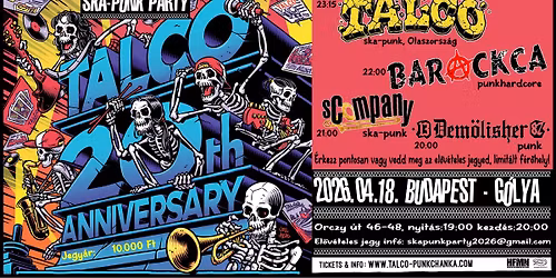 SKA-PUNK PARTY: TALCO \/ BARACKCA \/ SCOMPANY \/ 13DEM\u00d6LISHER87