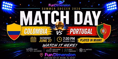 Watch Colombia vs. portugal| Live - FunDimension at Playa Wynwood!