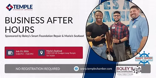 July Business After Hours Sponsored by Boley\u2019s Smart Foundation Repair & Mario\u2019s Seafood