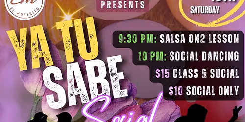 Ya Tu SABE (Salsa and Bachata Evening) April 18, 2026
