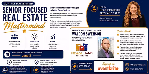 Senior Focused Real Estate Mastermind : with speaker from Nevada Hand