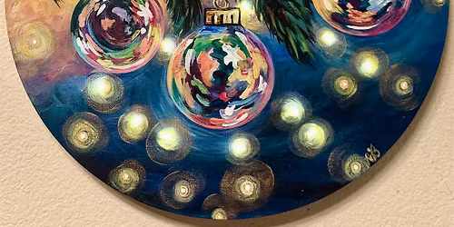 Lovely Branches round canvas painting at Launch Pad Brewery - Aurora