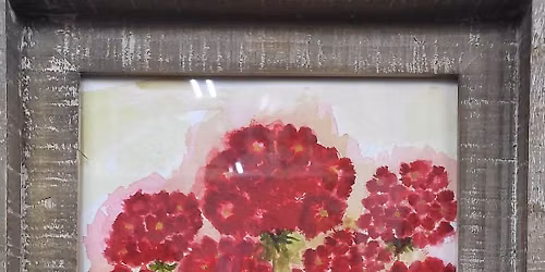 RED WHITE & BEAUTIFUL Watercolor Geranium