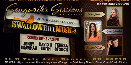 Songwriter Sessions with Jenny Shawhan, Teresa Storch, David G Smith at Swallow Hill