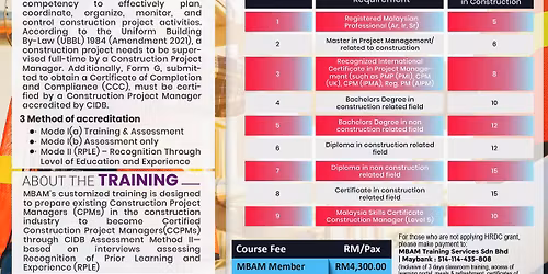 Construction Project Manager (CPM) Programme