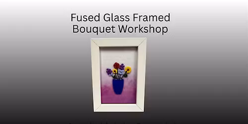 Framed Fused Glass Bouquet Of Flowers In A Vase