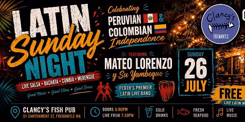  LATIN SUNDAY NIGHT w\/ Mateo Lorenzo y Su Yambeque - Clancy's Fremantle
