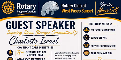 Club Meeting - Speaker Charlotte Isreal from Convenant Care Ministries