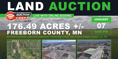 Farm Land Auction | Freeborn County, MN | Cropland - Tillable - CRP | 176.49+\/- Acres | #2849