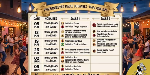 Ateliers-stages de mai et juin 2026