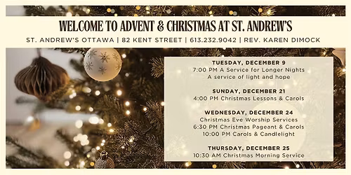 Advent & Christmas Services at St. Andrew's Ottawa