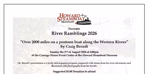 "Over 2000 miles on a pontoon boat along the Western Rivers" by Craig Berndt