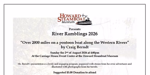 "Over 2000 miles on a pontoon boat along the Western Rivers" by Craig Berndt