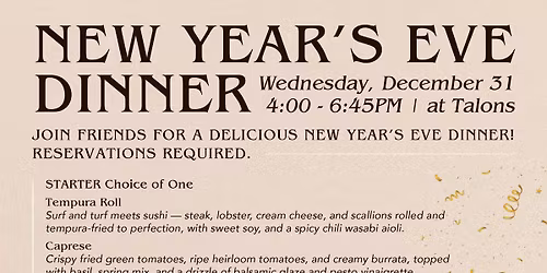 New Year's Eve Dinner at Talons