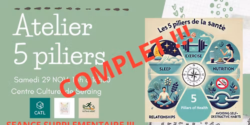 ‼️COMPLET‼️🥳🥳💚 Atelier : Les 5 Piliers de l’Optimisation du Bien-Être 💚