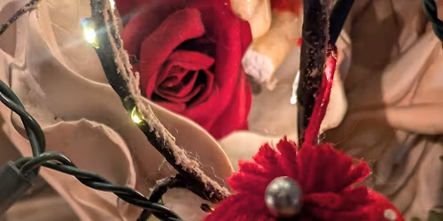 Christmas double with Gonks and stamped Christmas decorations. 