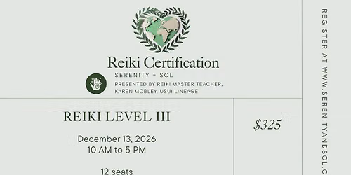 Reiki Level III Certification