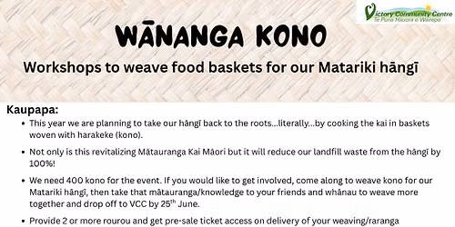 W\u0101nanga Kono - For the VCC Matariki H\u0101ng\u012b