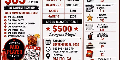 San Bernardino PaceSetters BINGO Bites & Big Wins