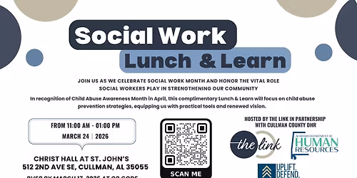 FREE Social Work Lunch & Learn hosted by The Link and Cullman County DHR 