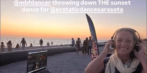 Silent Disco full moon ecstatic dance at sunset on the beach with dj kat