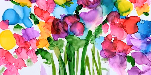 Alcohol Ink Floral Bouquets on Large Cardstock