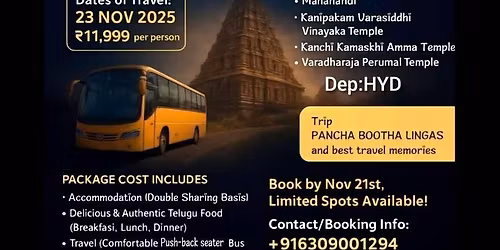 Hyd \u2192 panchaboothalingas yathra