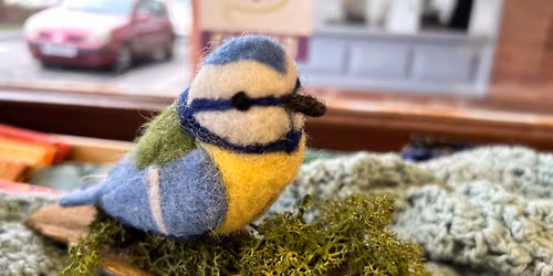 Blue Tit on driftwood - Needle Felting Workshop