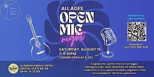 Open Mic Night at Filomena's Bean Coffee!