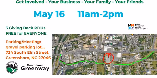May 16 - NC Triad PMI - Downtown Greenway Cleanup