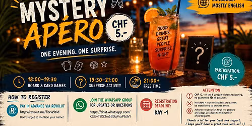\ud83c\udfad Mystery Ap\u00e9ro Basel | Every Meetup Is a Brand-New Experience