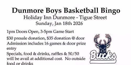 Dunmore Boys Basketball Bingo