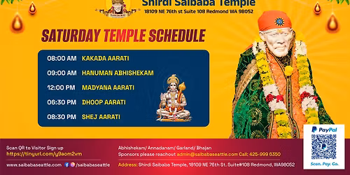 SATURDAY TEMPLE SCHEDULE 