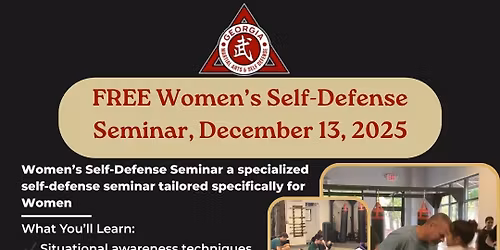 FREE Women’s Self-Defense Seminar, December 13, 2025