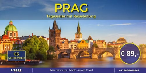 \ud83c\udde8\ud83c\uddffPRAG TOUR\ud83c\udde8\ud83c\uddff Tagesreise mit Reiseleitung p.P. \u20ac 89,-