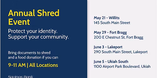 South Ukiah Branch Shred Event