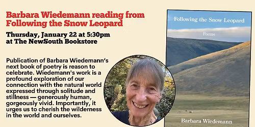 Barbara Wiedemann reading from Following the Snow Leopard