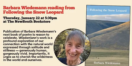 Barbara Wiedemann reading from Following the Snow Leopard
