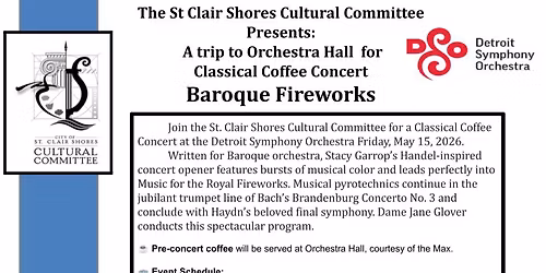 Detroit Symphony Orchestra Coffee Concert Baroque Fireworks 