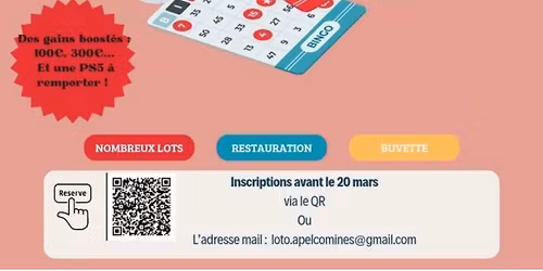 Loto Apel notre dame de Comines , une PS5, 300\u20ac , 100\u20ac et de nombreux lots \u00e0 gagner!