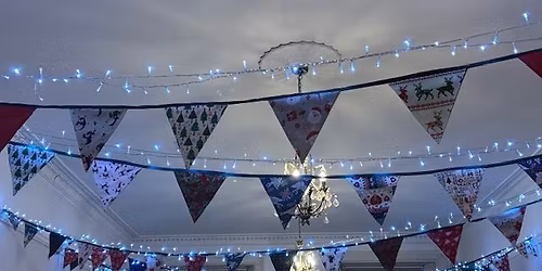 Fabric Xmas bunting with Cabbage Rose