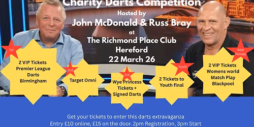 Charity Darts Competition - Hosted by John McDonald & Russ Bray