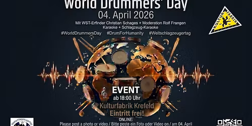 International World Drummers' Day 2026 - We Drum For Humanity. LIVE-WDD-Event: in Krefeld, Germany
