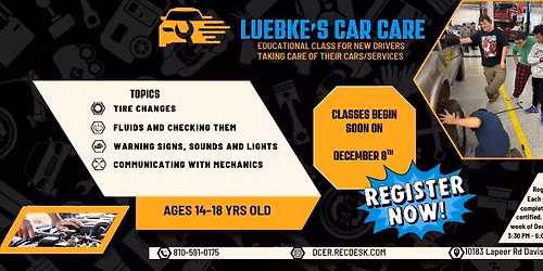 Luebke's Car Care Class Begins December 8th!