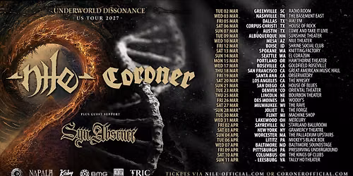 Nile + Coroner + Syn Absence